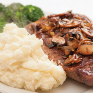 Grilled Sirloin Steak with mushroom wine sauce at the Jackson Grille